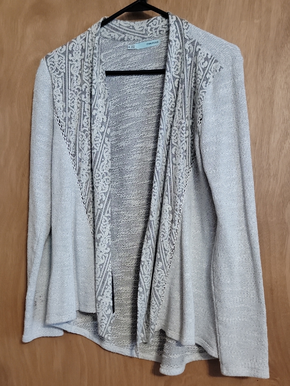 Light Gray Open-Front Knit Cardigan Sweater